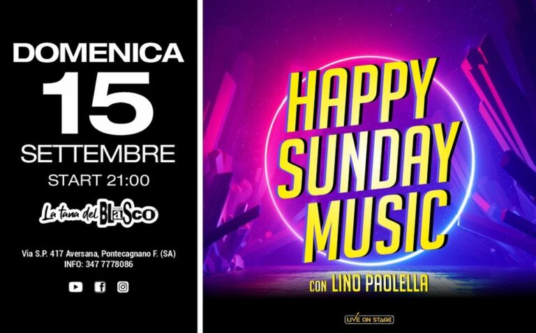 Eventi weekend in Campania dal 12 al 15 settembre Happy sunday music - Con Lino Paolella