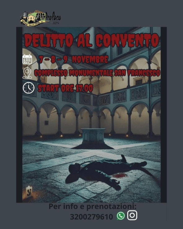 eventi weekend in Campania dal 8 al 10 novembre _DELITTO AL CONVENTO